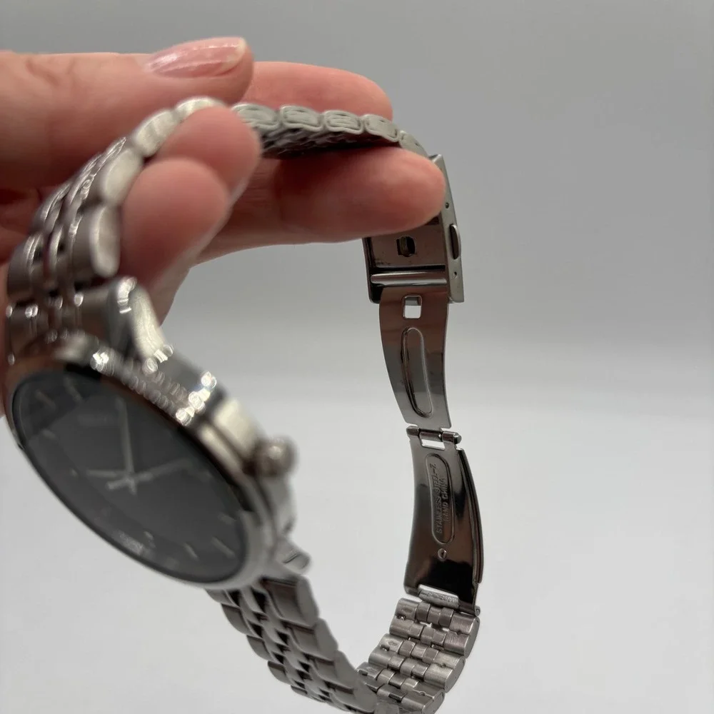 Seiko SUR093 Prime Stainless Steel Black Dial Mens Quartz Watch DEAD BATTERY‎